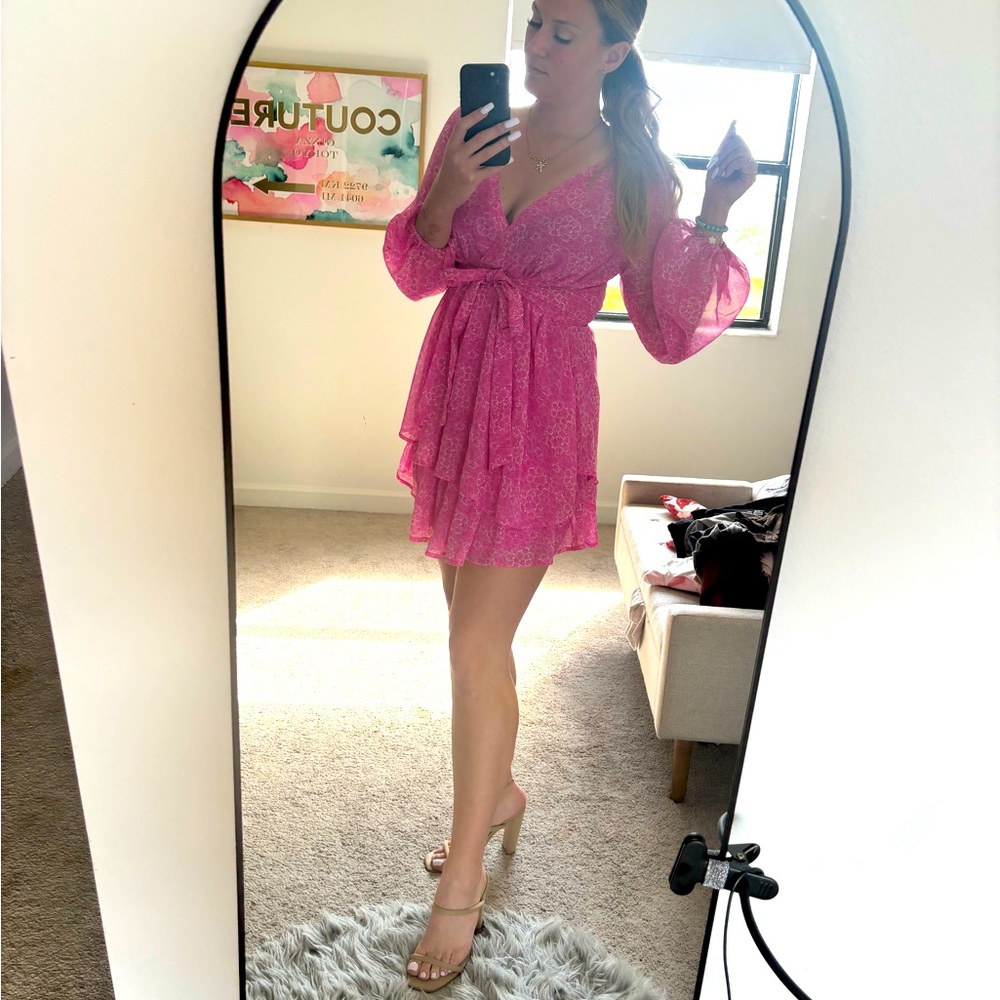 Pink casual mini dress